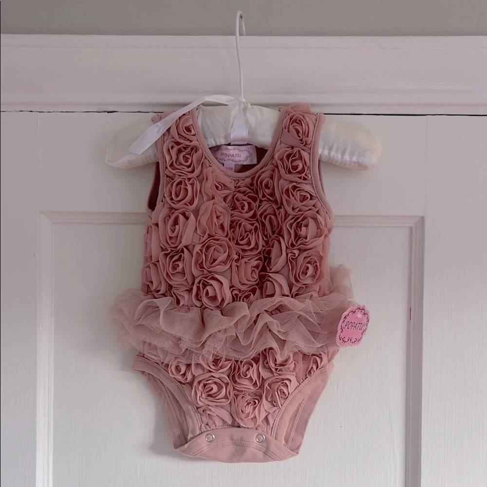 Pink Rosette Baby Onesie